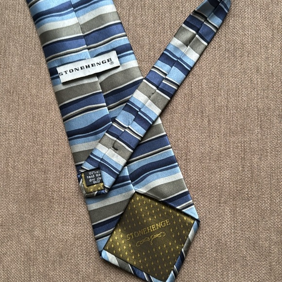 men’s silk tie Blue green stripe - Picture 3 of 3